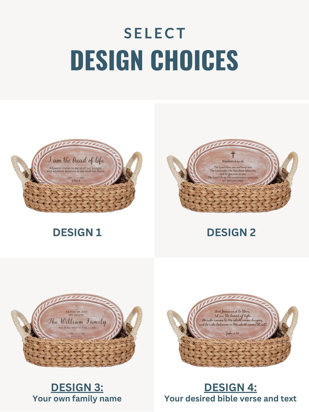 Christian Bread Warmer & Basket – Oval Stone with Scripture
